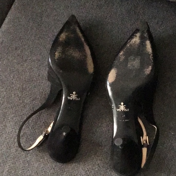 Elegant Black Slingback Women's Shoes. Prada kitten heel pumps - Picture 3 of 3